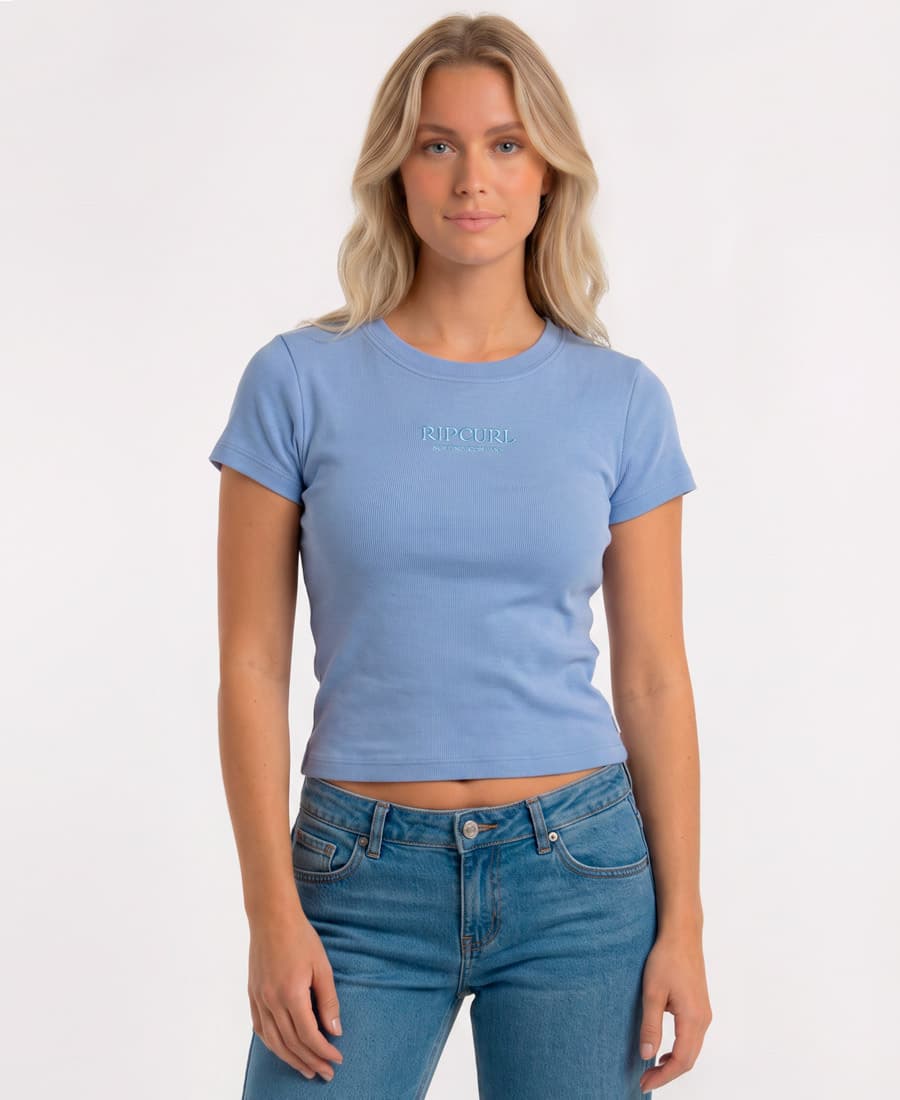 Remera Manga Corta Rip Curl Baby Rib Embroderie