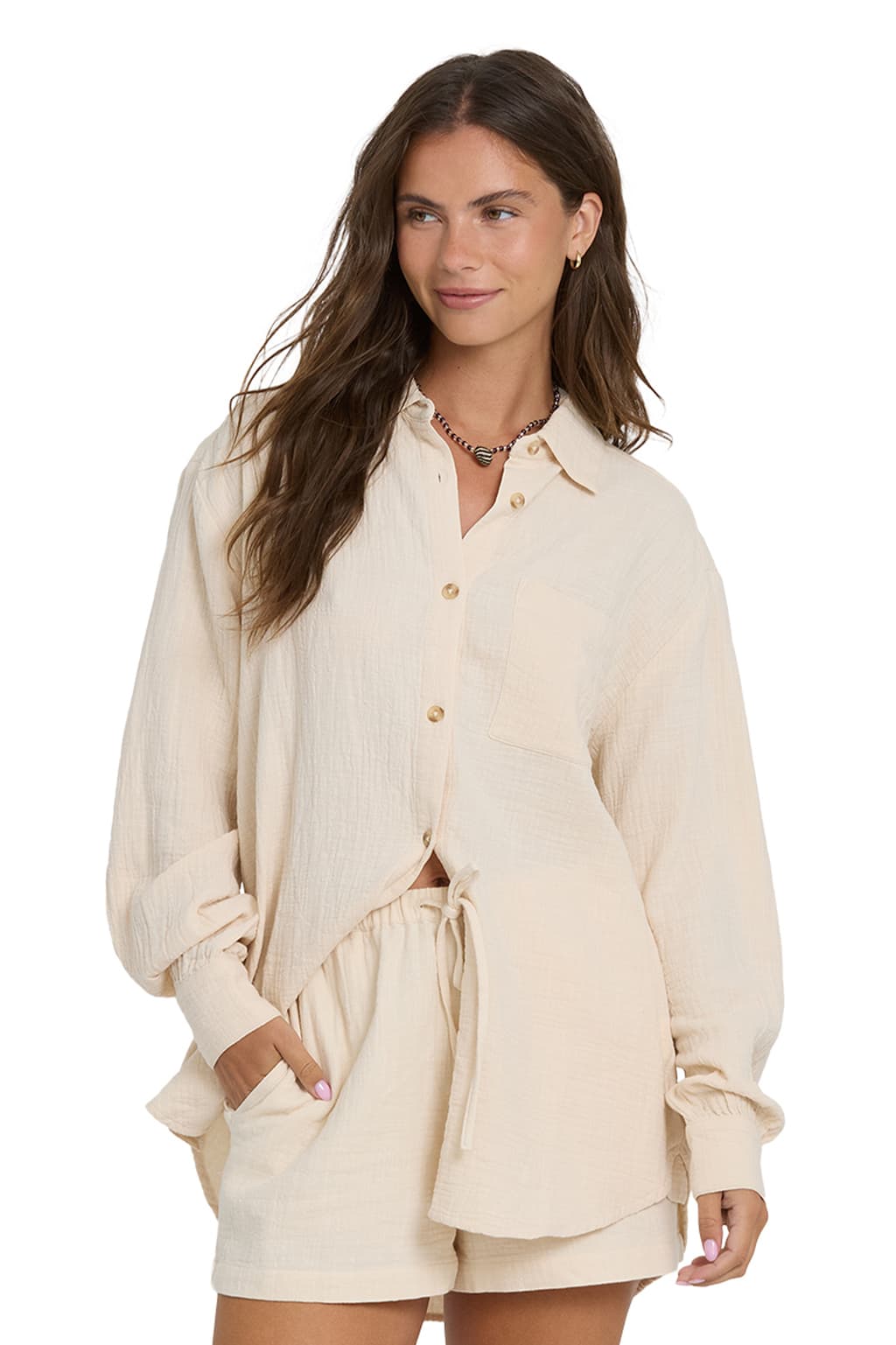 Camisa Manga Corta Mujer Billabong Wanderer Solid LS